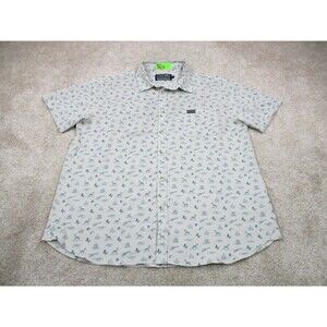 Burlebo Shirt Men XL White Lone Star State Texas Print Performance Button Up